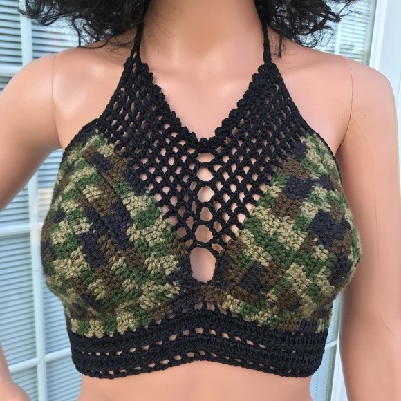 Crochet camouflage halter top - Picture 2 of 8